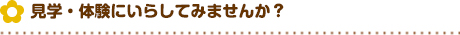 見学・体験にいらしてみませんか？